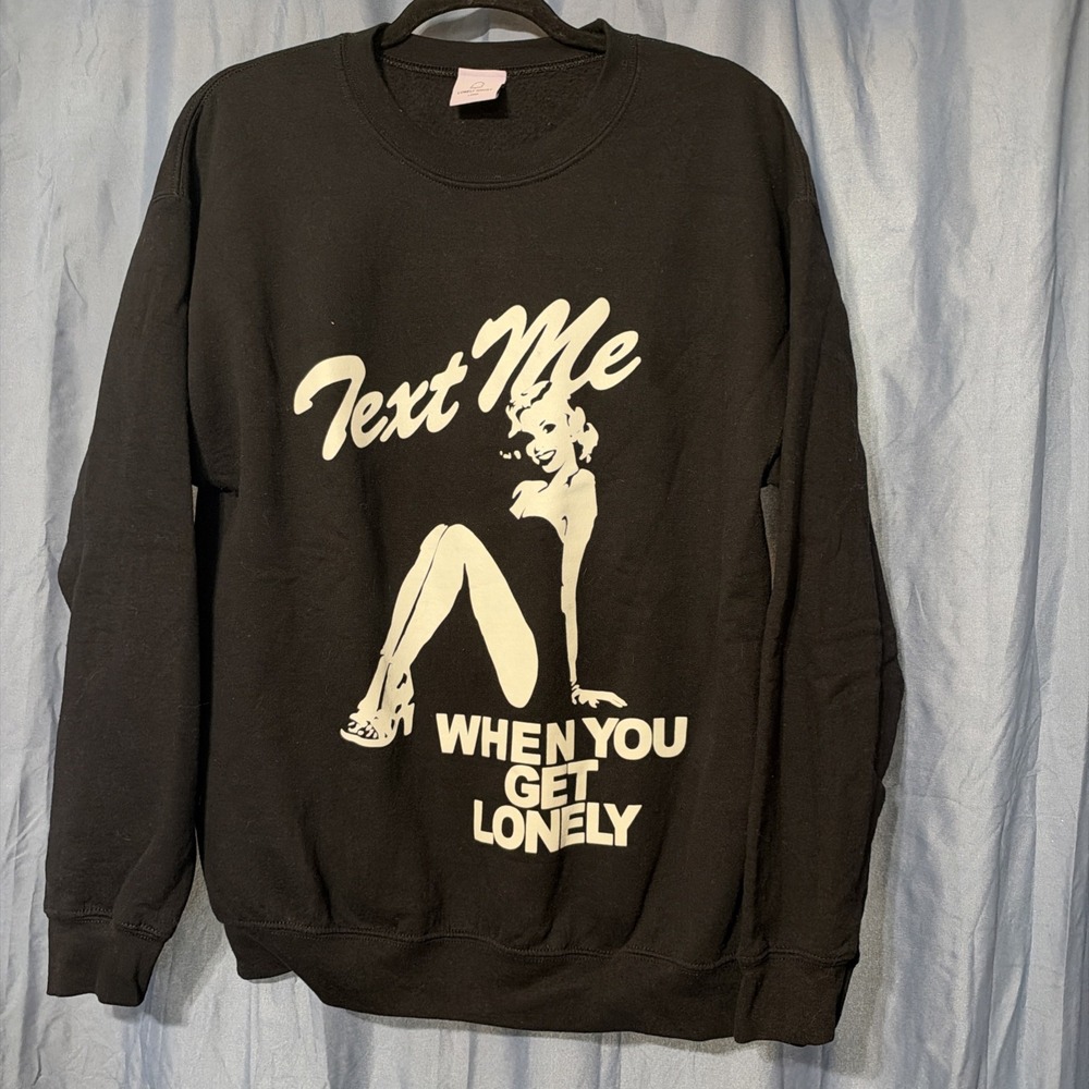 LONELY GHOST Text Me When You Get Lonely Crewneck Graphic Sweatshirt Mens L